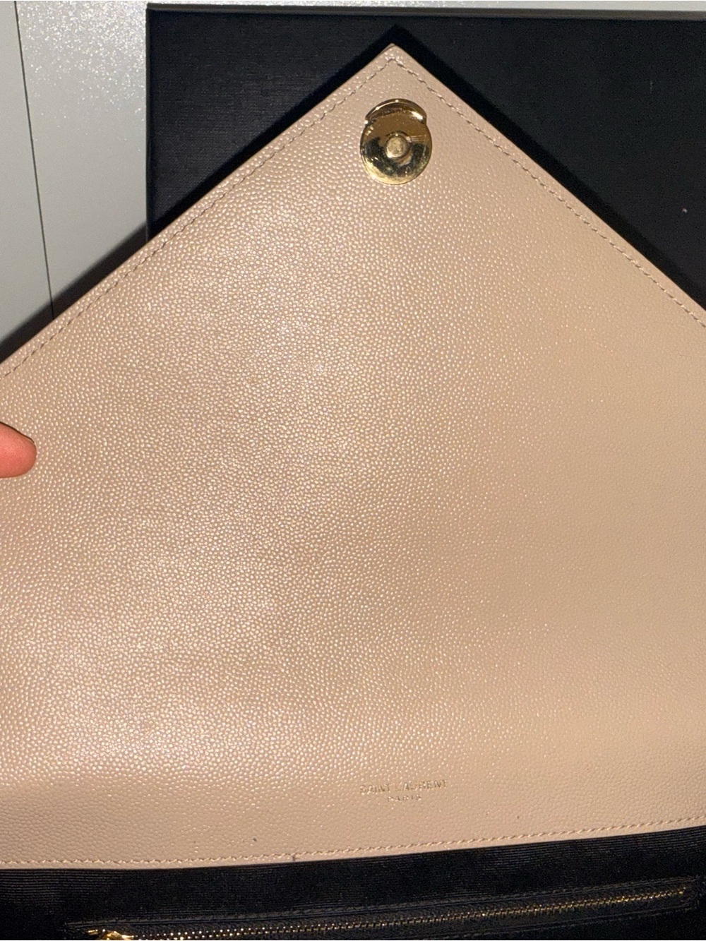 Saint Laurent Beige Quilted Leather Shoulder Bag with Gold YSL Logo - Picture 2 of 10